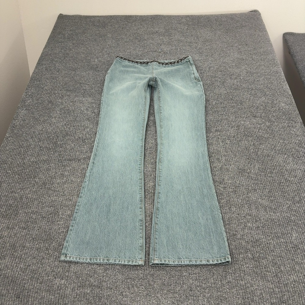 Vintage Gap Jeans Womens 4 Blue Denim Flare Embroidered Low Rise Boho Y2K